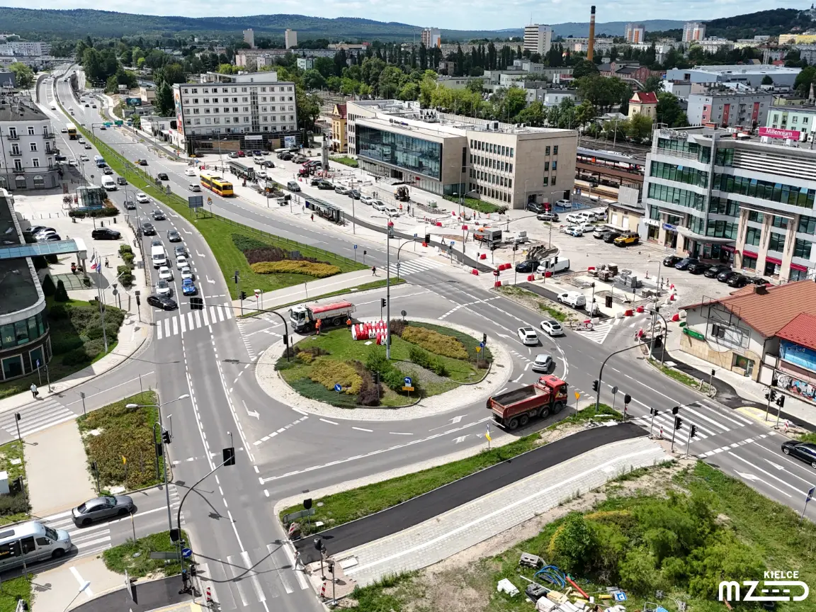 Tymczasowe rondo i zmiany w organizacji ruchu przy dworcu w Kielcach