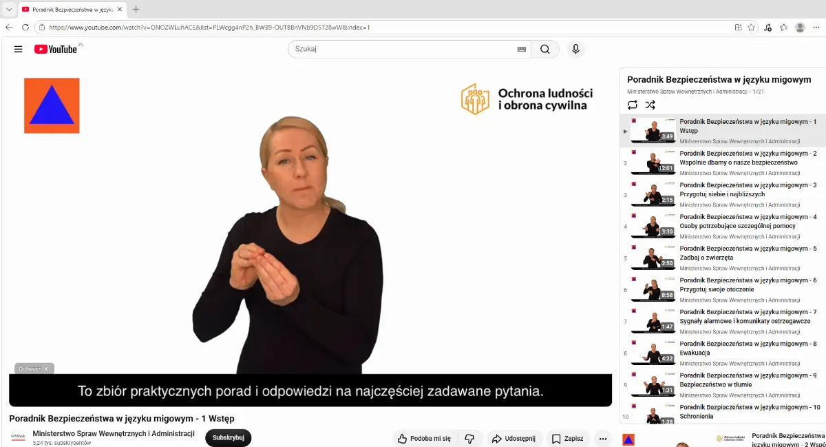 Poradnik bezpieczeństwa w Polskim Języku Migowym